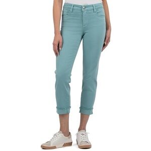 Kut from the Kloth Amy Mid Rise Crop Straight Leg in Sea Blue Size 18